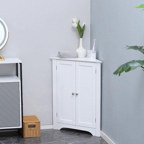 Slim white corner bathroom - white,