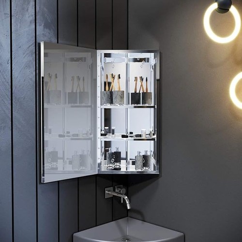 Bathroom corner mirror - mirror, cabinet