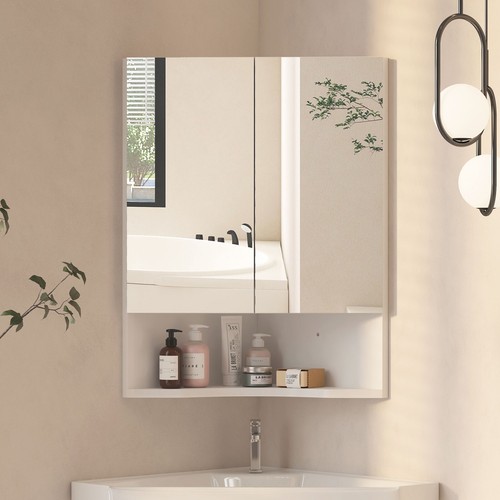 Corner bathroom mirror cabinet - corner,