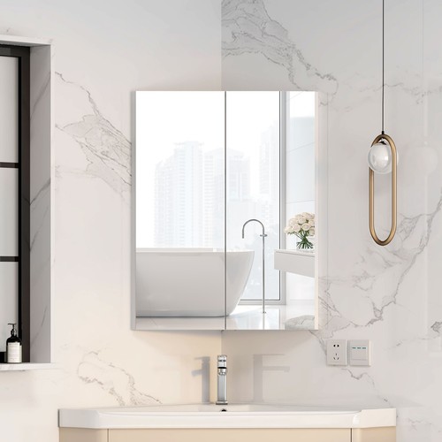 Corner bathroom mirror cabinet - bathroom,